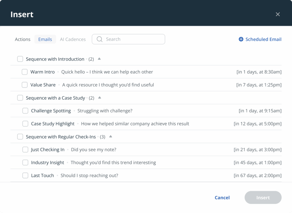 crm with several email sequences