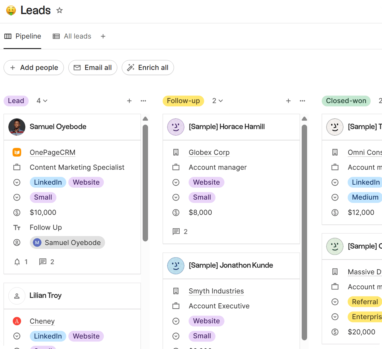 Folk sales pipeline