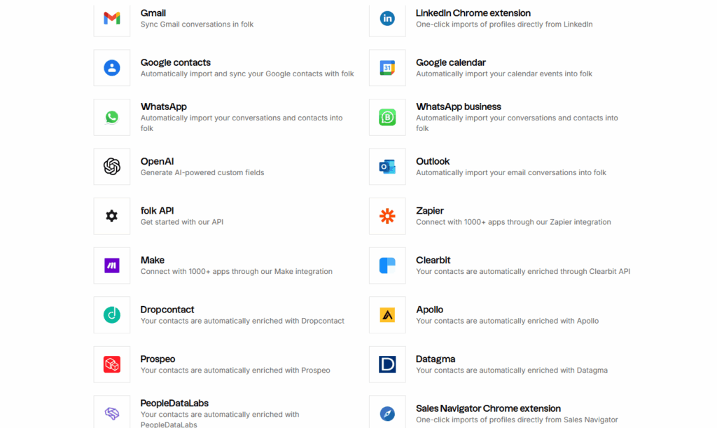 folk crm app marketplace