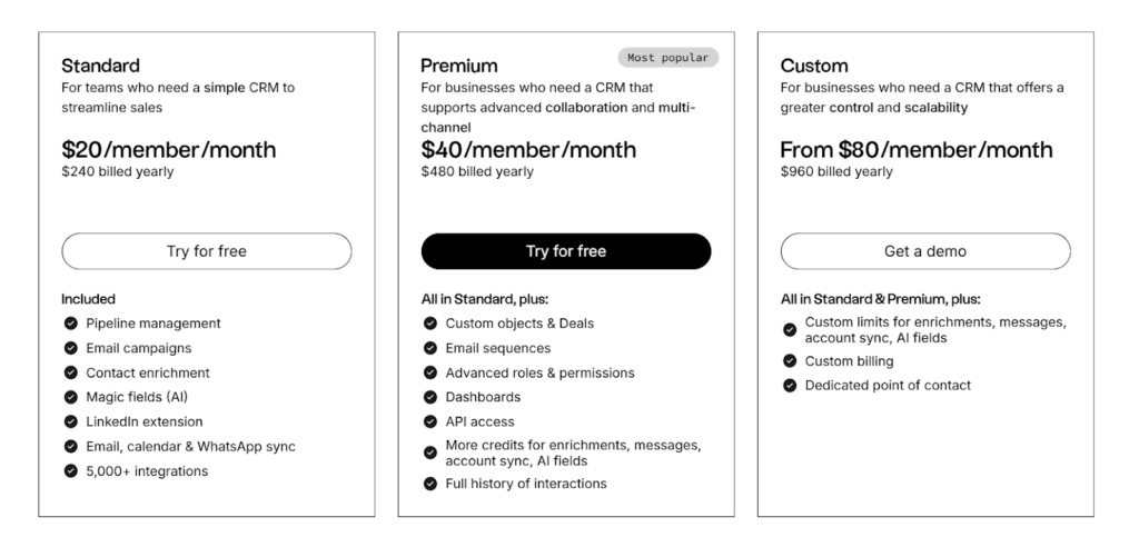 folk crm pricing plans