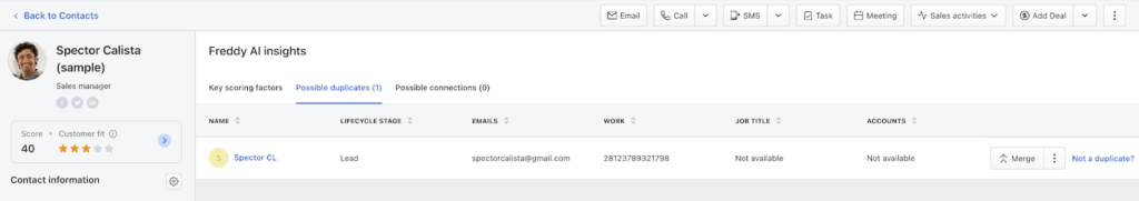 ai duplicate detection in freshsales crm