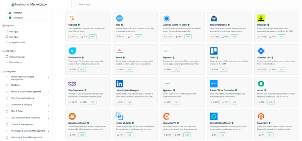 freshworks marketplace in freshsales crm