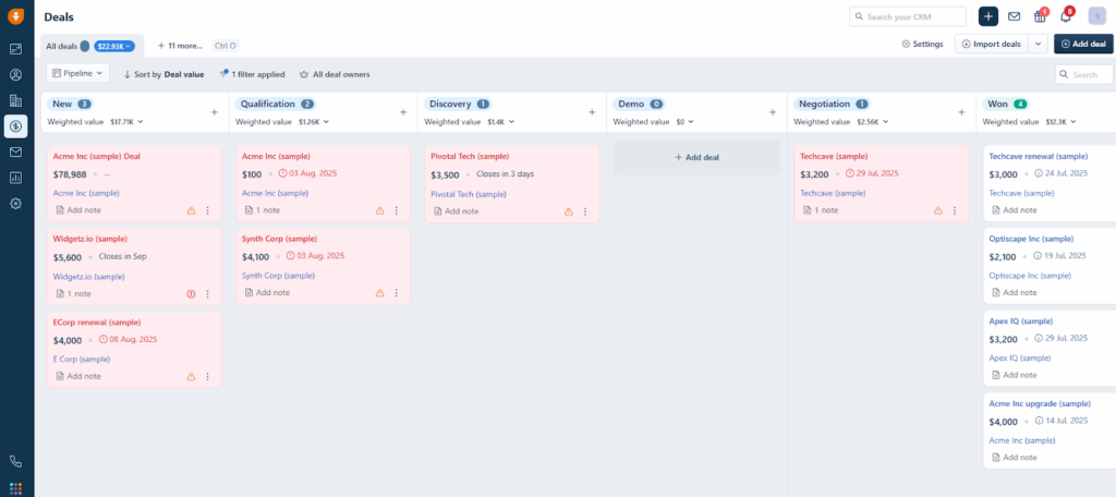 stale deals in freshsales crm