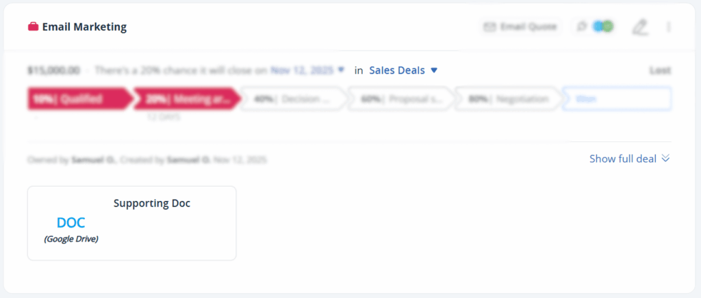 google drive file in associated google crm record