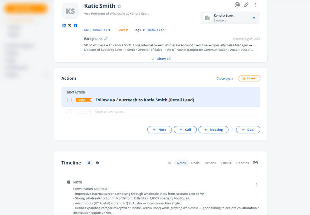 new lead added to onepagecrm by grok