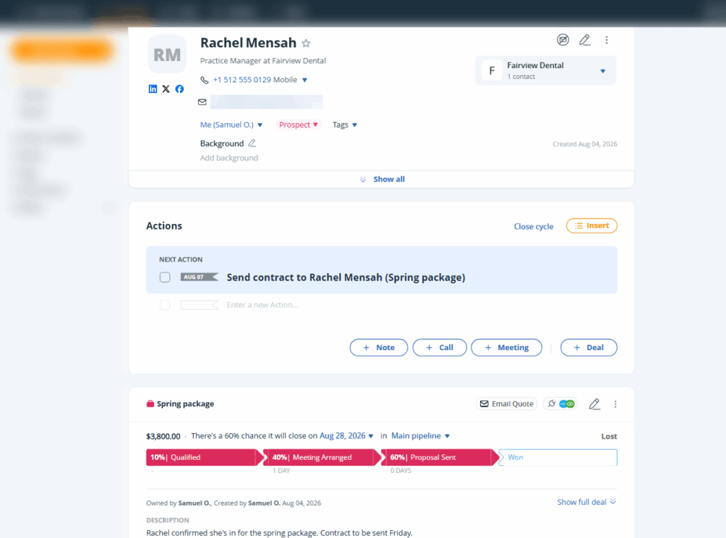contact updated in onepagecrm by grok