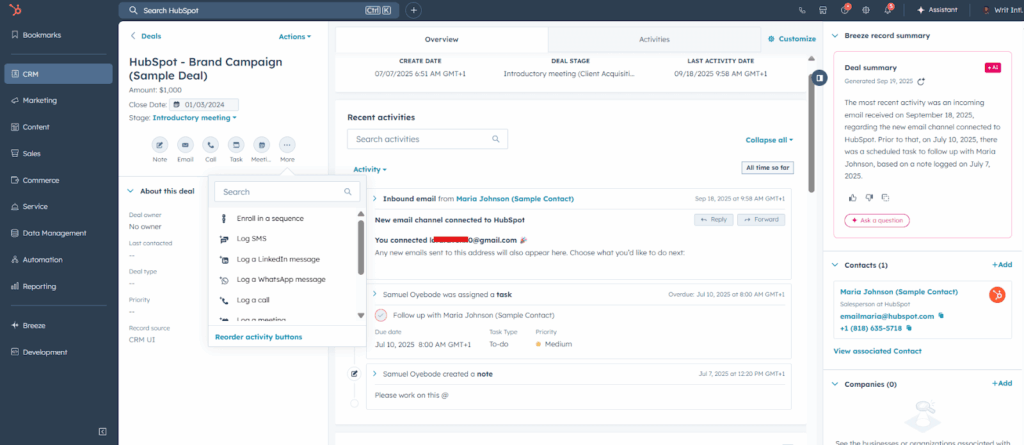 complete deal details in hubspot crm