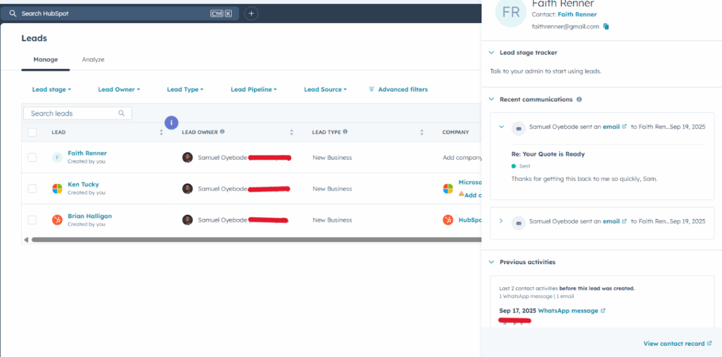 hubspot crm deal details sidebar