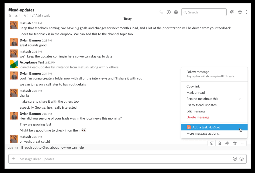 hubspot crm slack integration