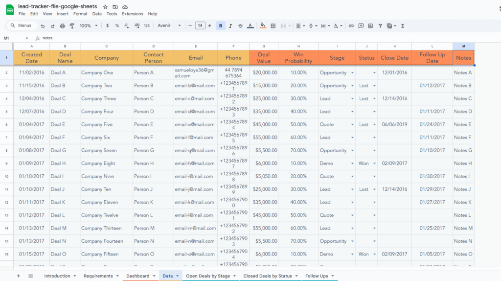 free template by hubspot to manage leads