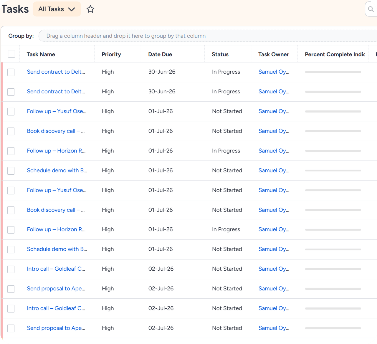 Insightly follow-up tracking