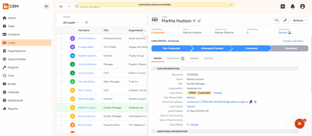 insightly crm lead details