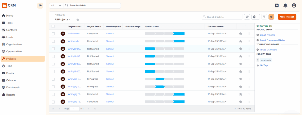 insightly crm project management