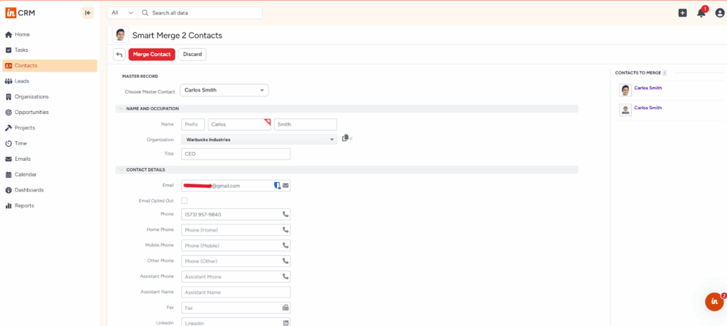 insightly crm duplicate management