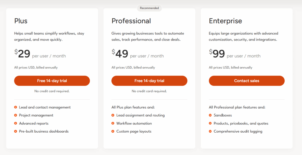 insightly crm pricing plans