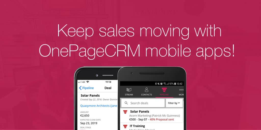 Keep sales moving with OnePageCRM mobile apps
