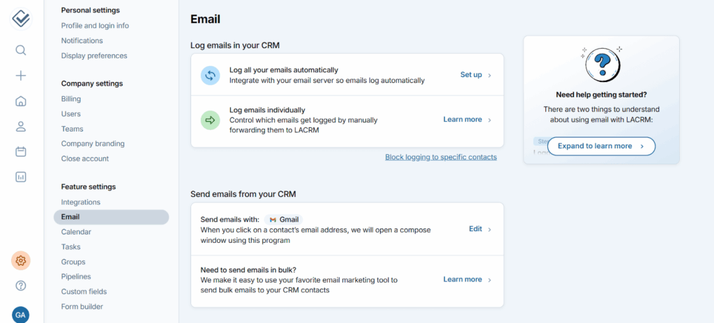 less annoying crm email bcc