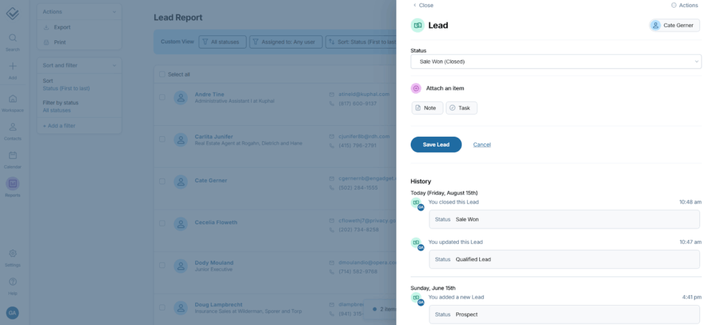 less annoying crm lead page