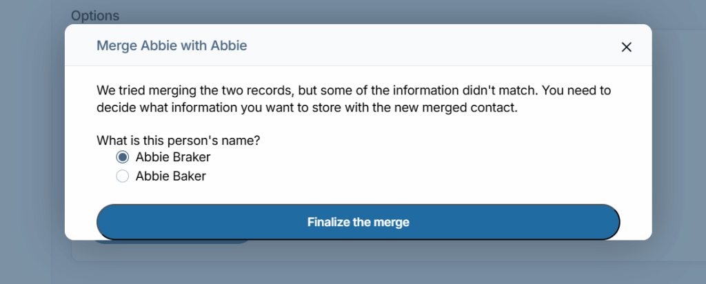 merge contact in less annoying crm
