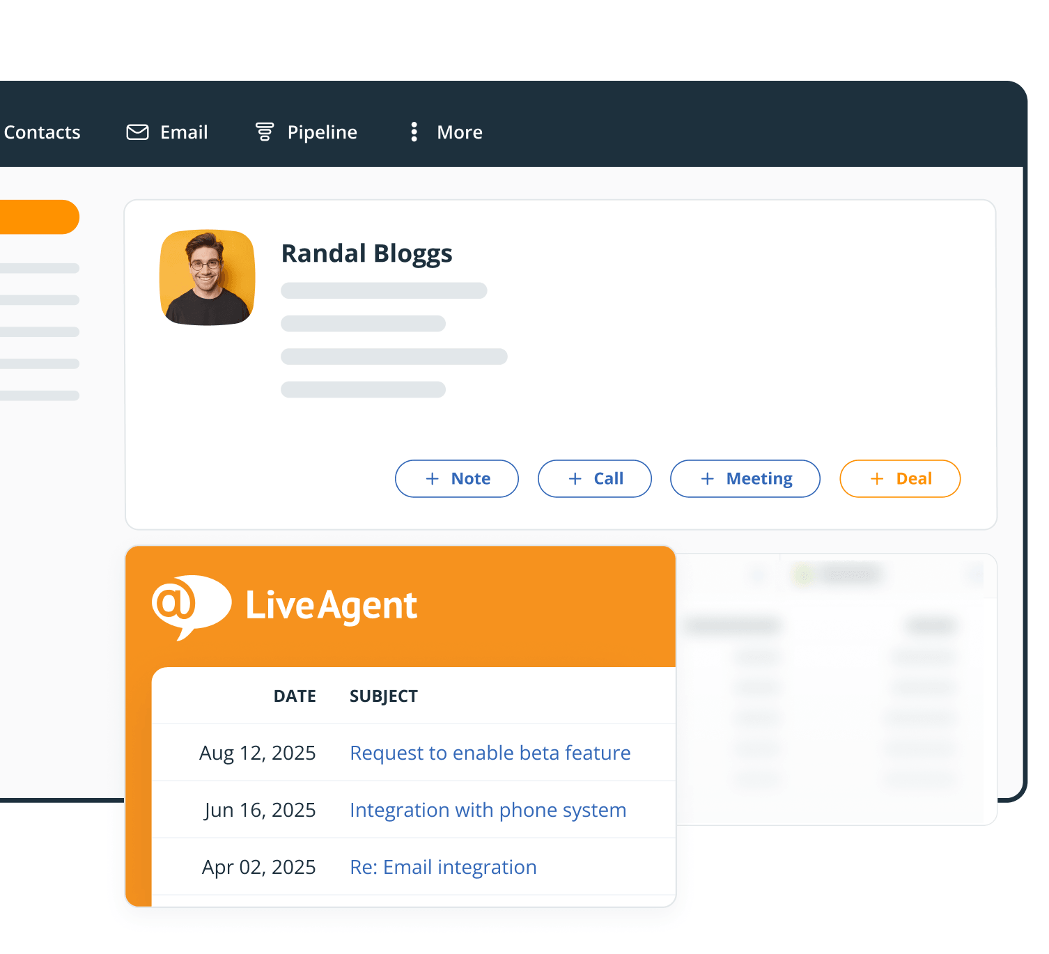 LiveAgent CRM widget