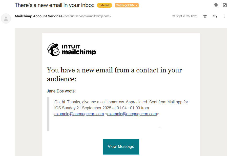 new emails in mailchimp inbox