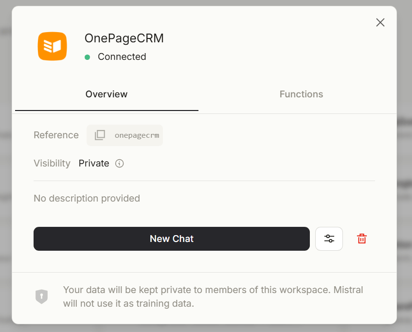 Mistral | Custom connector | OnePageCRM