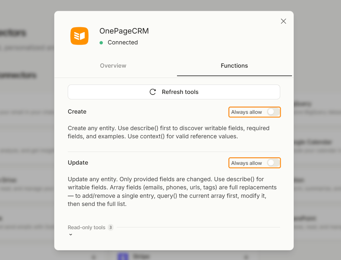 Mistral | Connectors | OnePageCRM | Functions