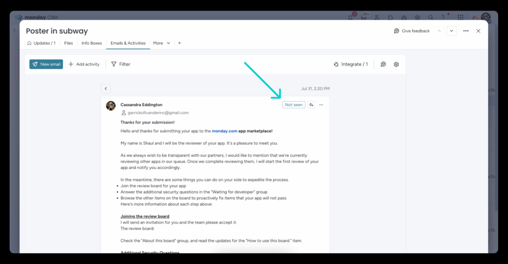 monday crm email records