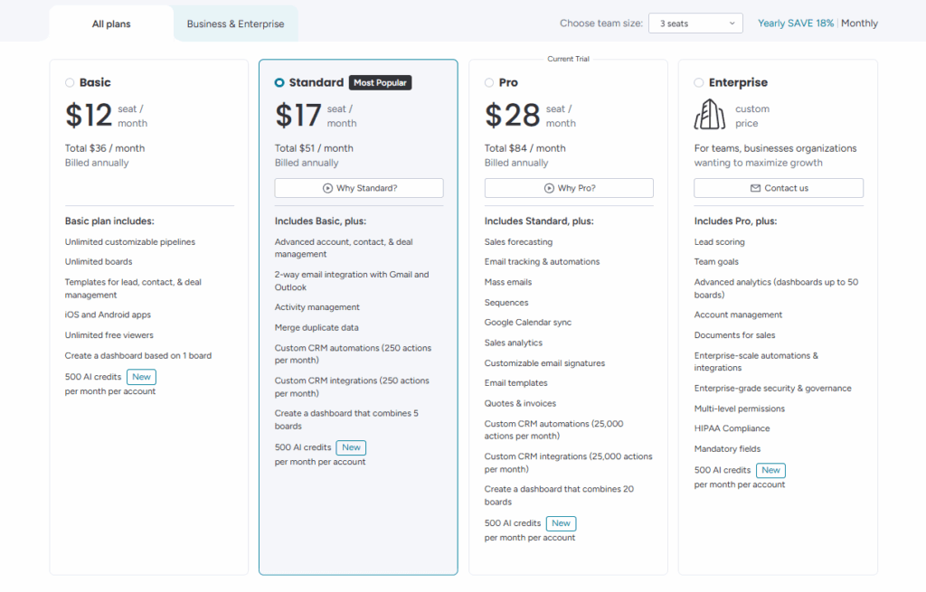monday crm pricing plans