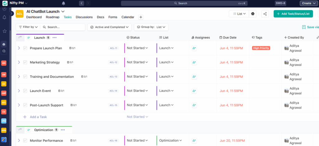 nifty for project management