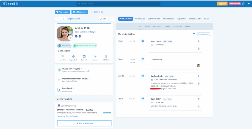 nimble crm full contact profile