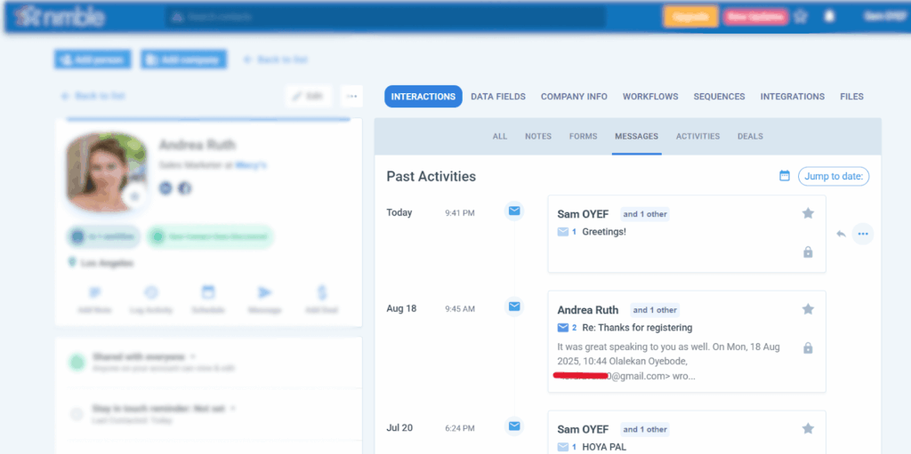 nimble crm email records