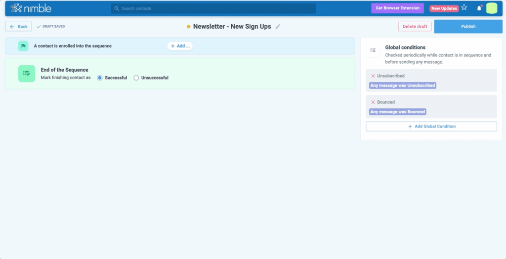 nimble crm email sequence builder