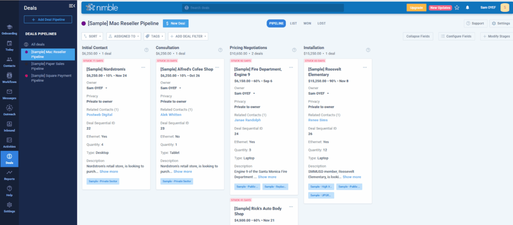 nimble crm deal pipeline