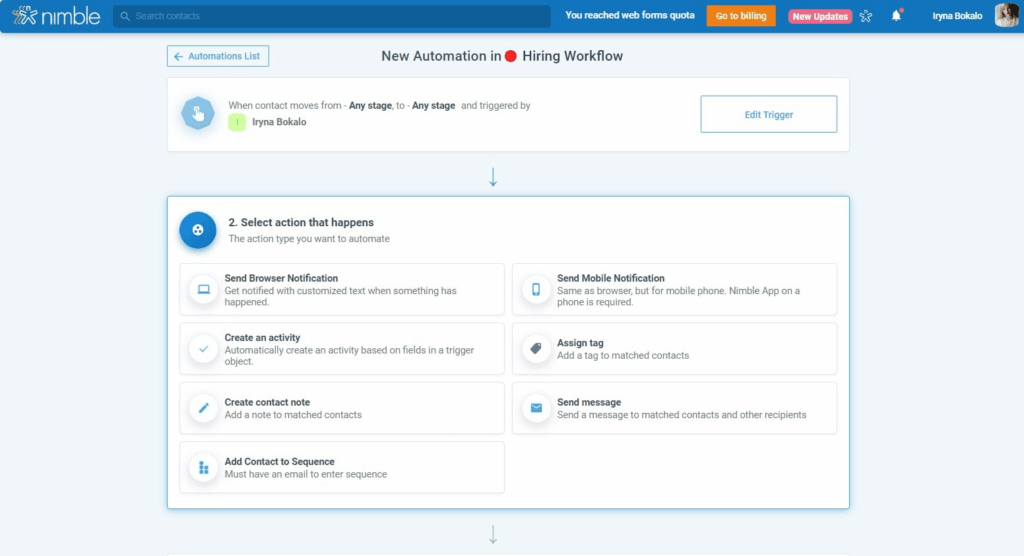 nimble crm workflow automation builder