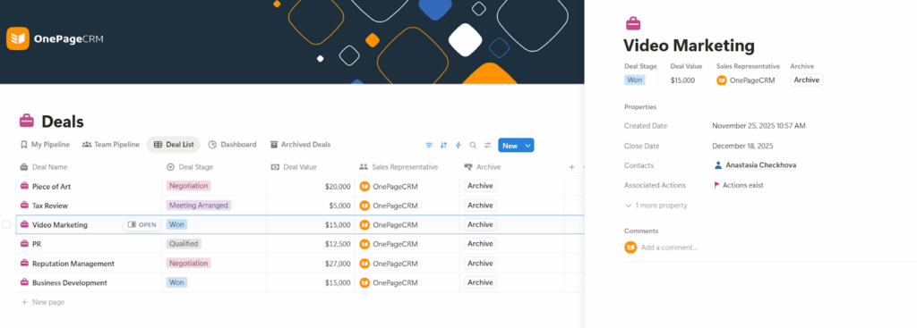 deal details in notion crm template