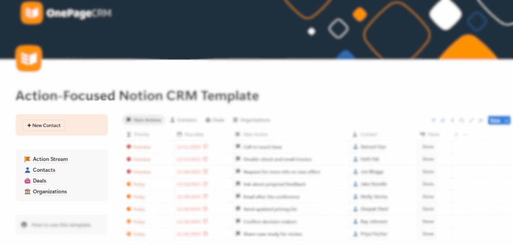 navigation and short cuts in notion crm template