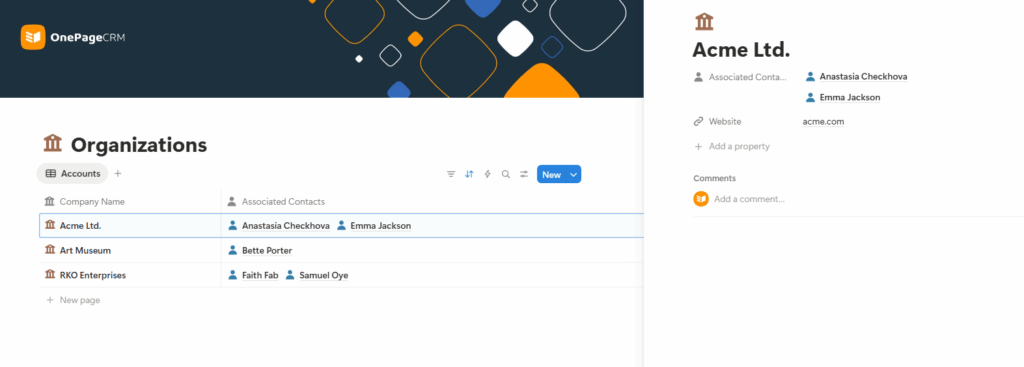 b2b accounts in notion crm template
