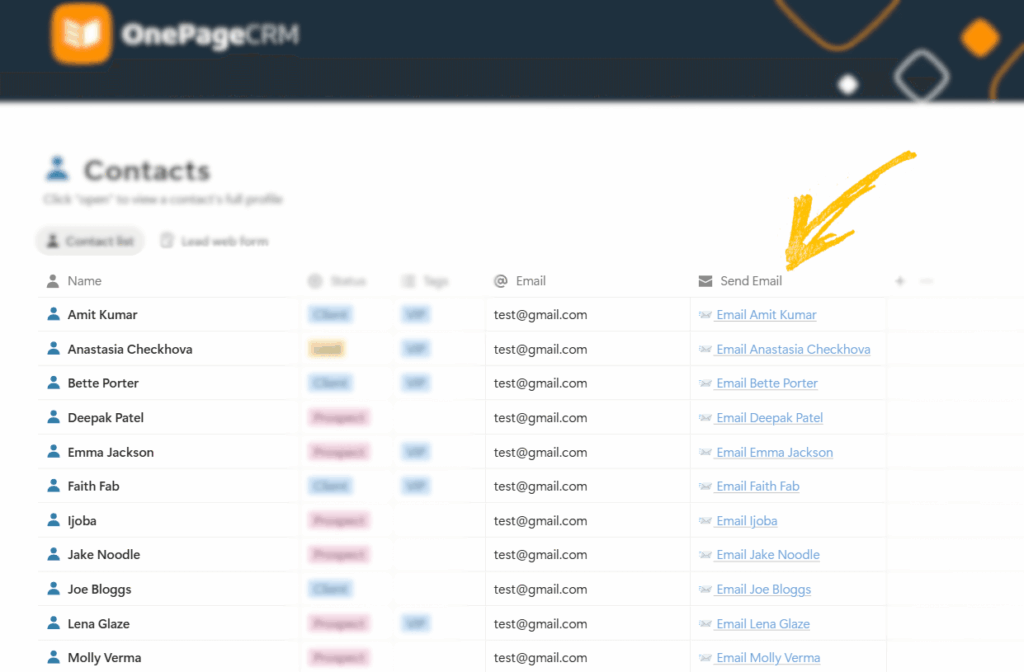send email button in notion crm template