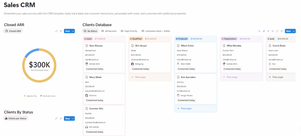 notion sales crm pipeline