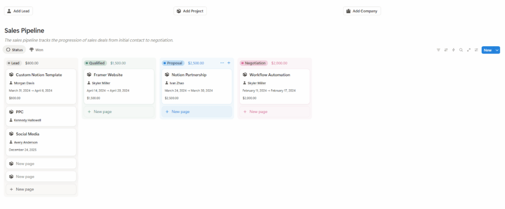 notion crm tracker pipeline