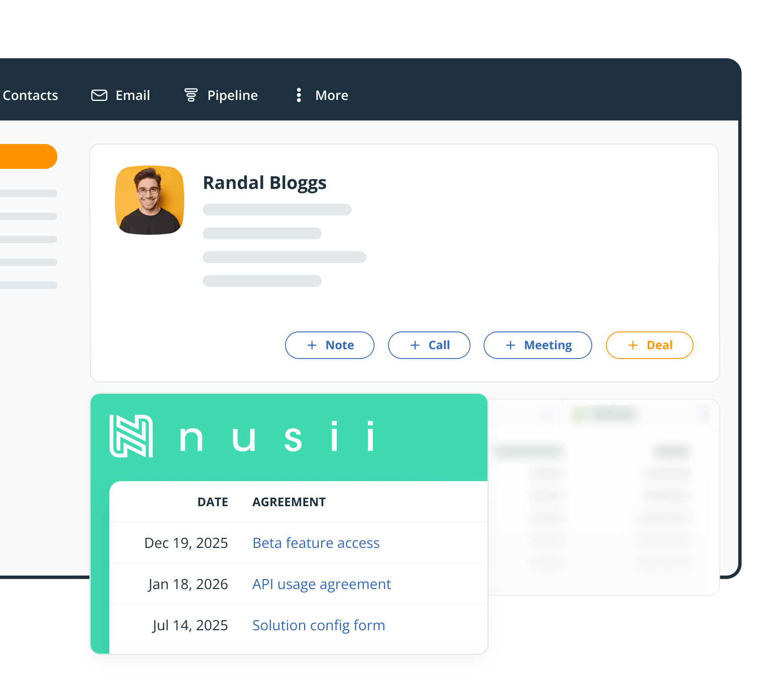 Nusii CRM widget