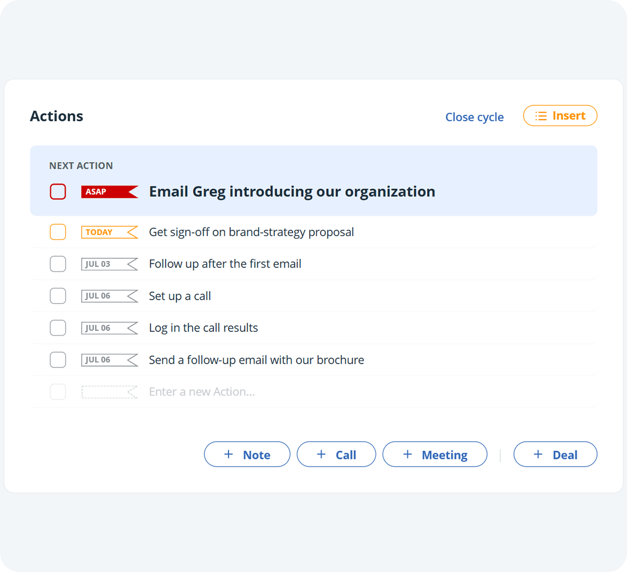 customer follow ups in onepagecrm