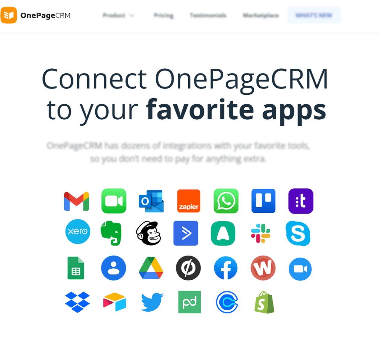 OnePageCRM integrations with popular small business apps