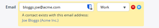 onepagecrm duplicate alert
