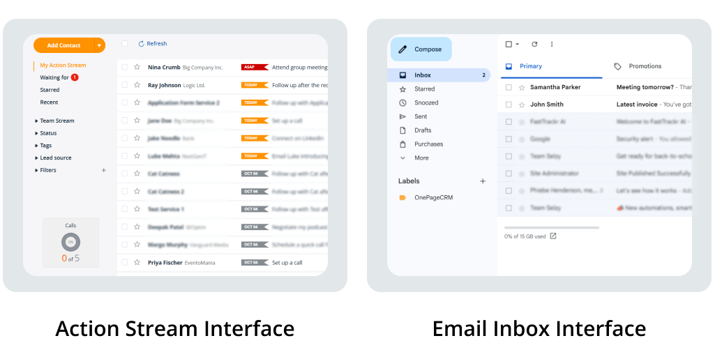 onepagecrm familiar interface