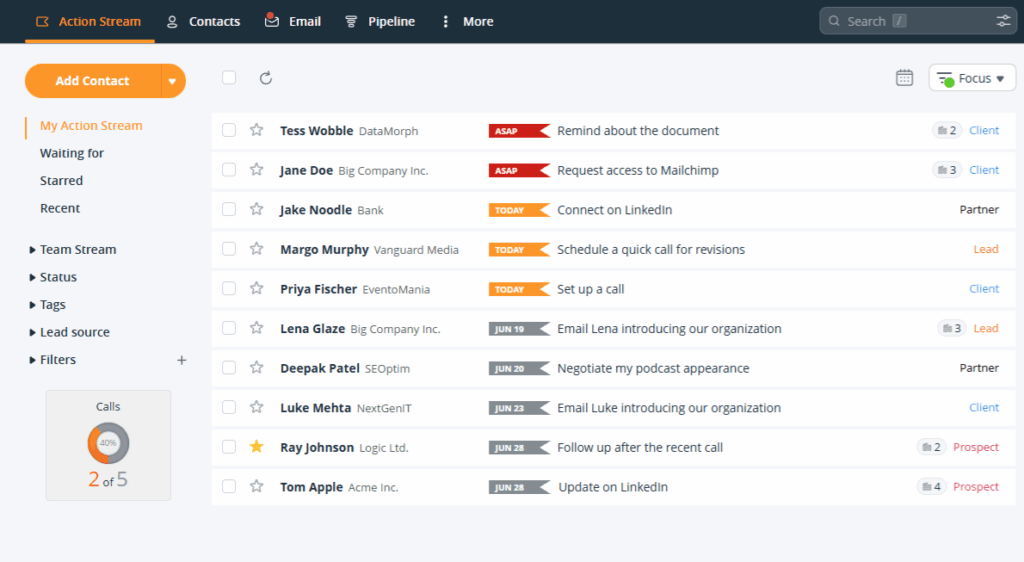 lead tracking software - onepagecrm