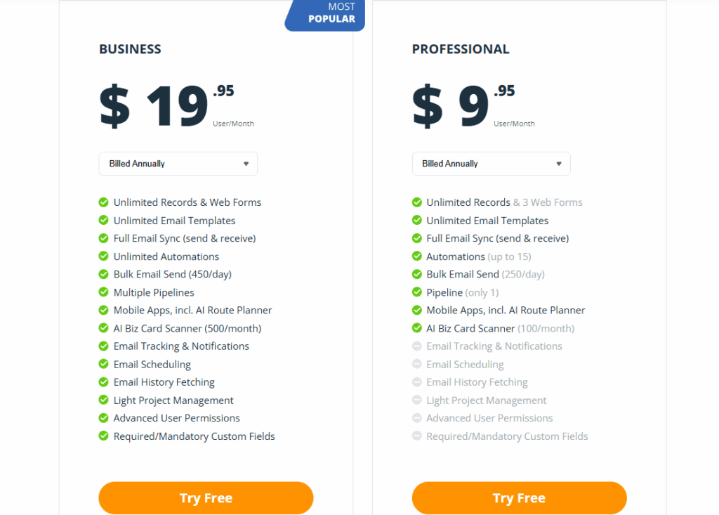 onepagecrm pricing plans