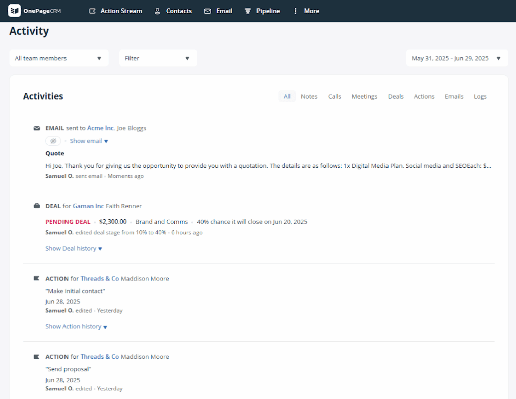crm activities