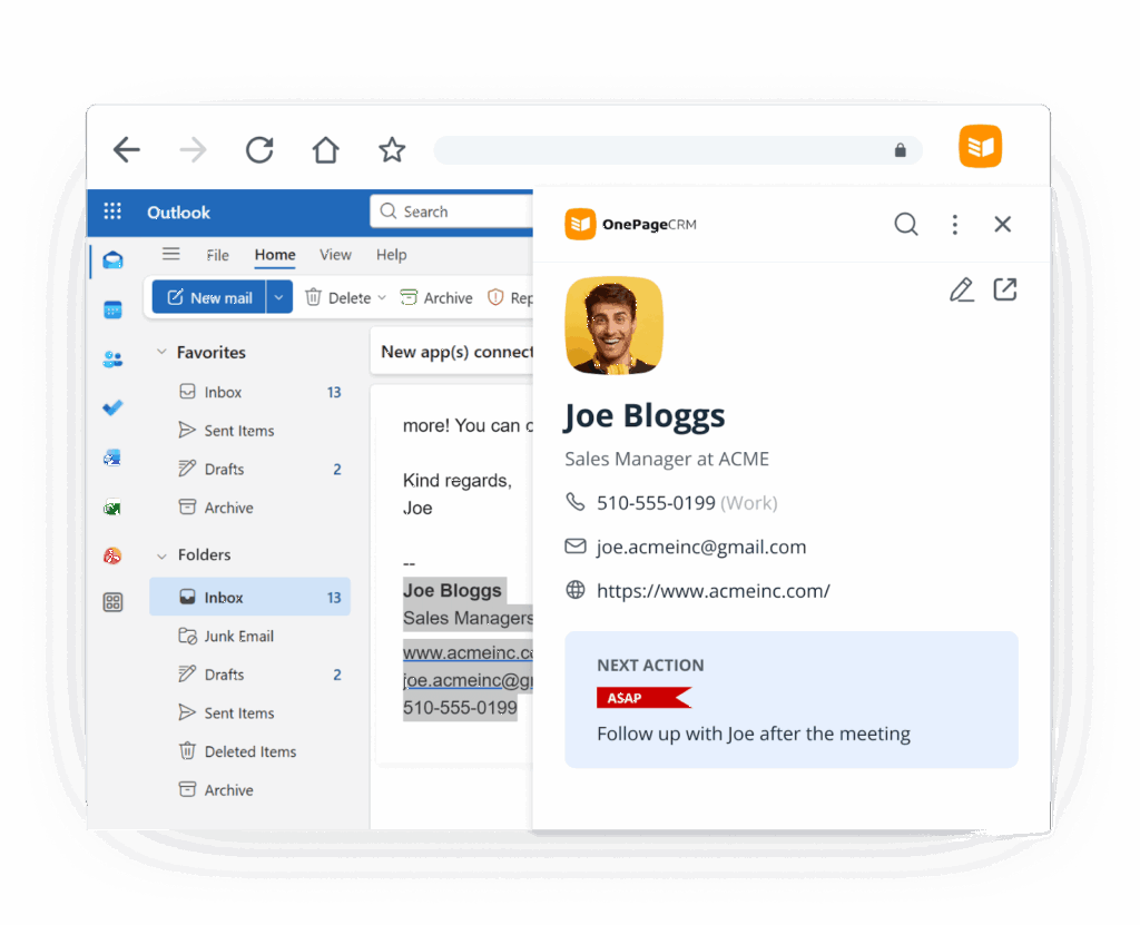 capture leads in outlook inbox